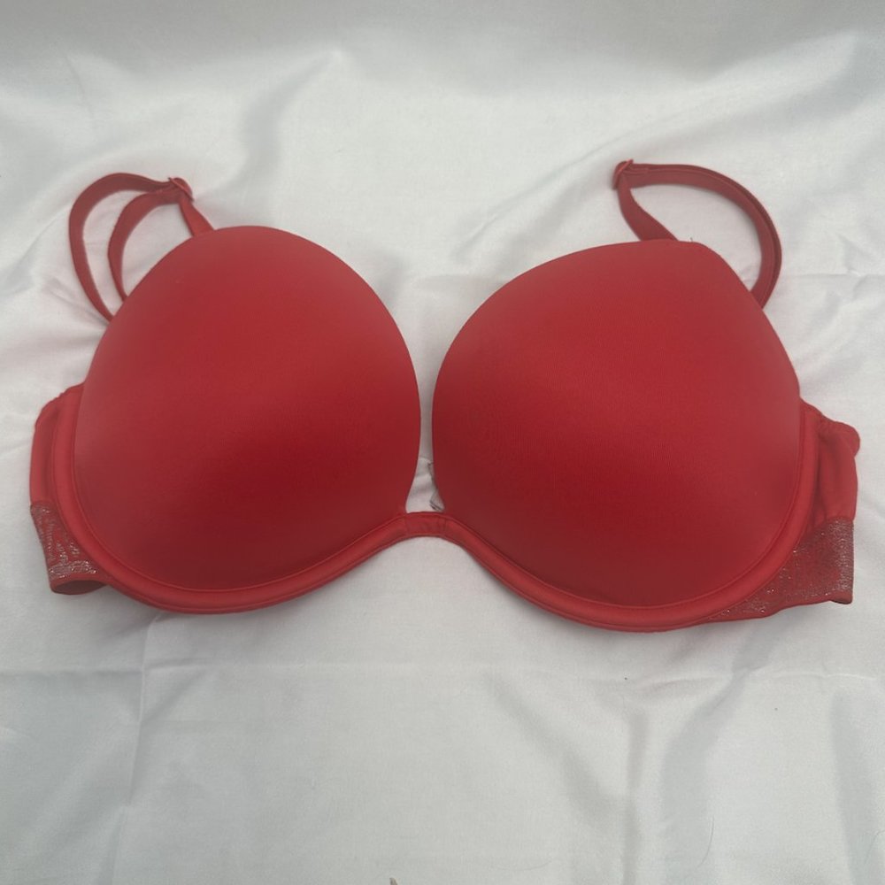 Pink Victoria Secret Sparkle Logo Padded Bra 32ddd